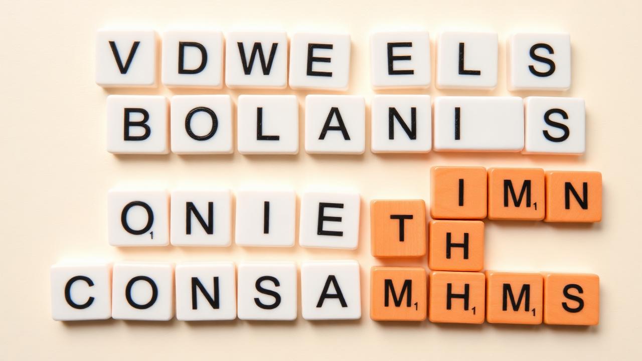 Letter tiles sorted into vowels and consonants