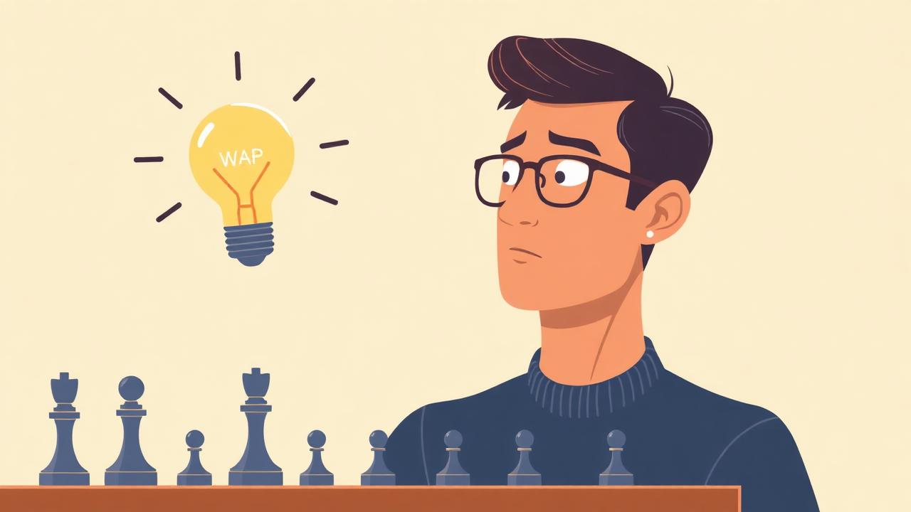 A person thinking strategically over a word game board